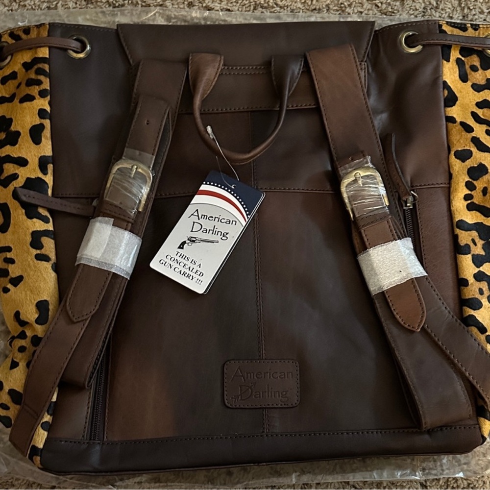 American Darling Leopard Print Drawstring Backpac… - image 4